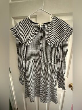 Ghospell Black and White gingham Smocked Fall Dress  size small